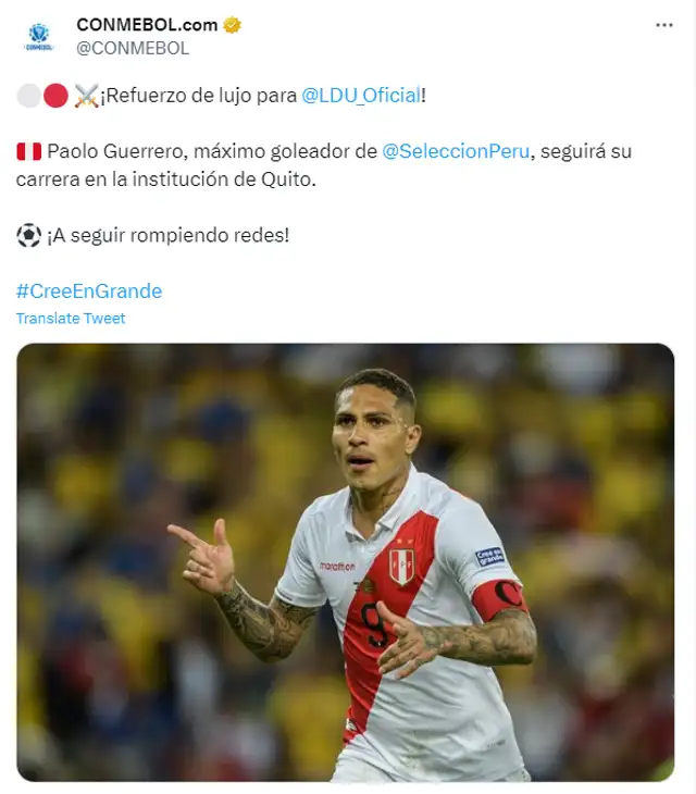 Publicación de Conmebol. Foto: Conmebol 