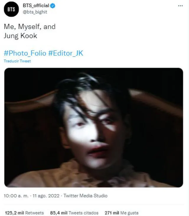 Jungkook luce como "vampiro" en nueva foto. Créditos: captura/Twitter @bts_bighit