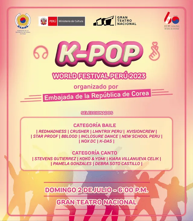 Grupos finalistas para el "K-pop World Festival Perú 2023". Foto: Facebook Embajada de la República de Corea en Perú   