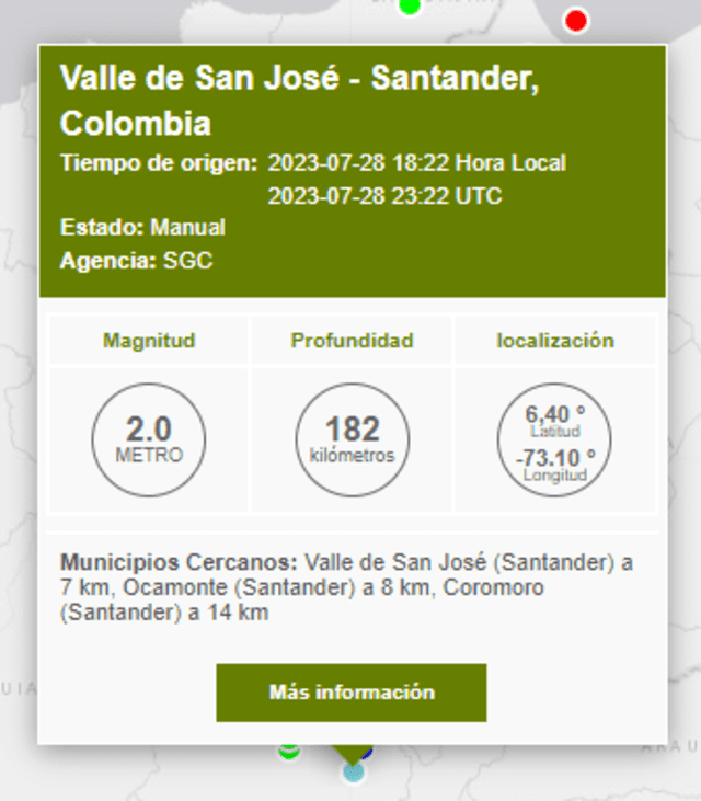 Sismo en Colombia. Foto: SGC