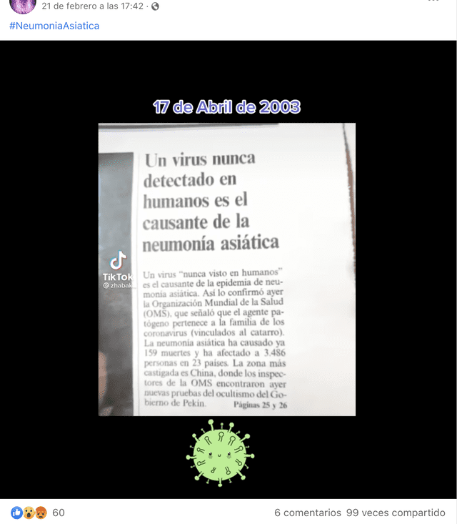 Video muestra una noticia de El País del año 2003. Foto: captura en Facebook