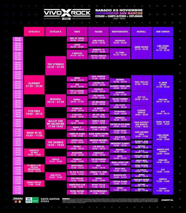 Horarios del festival 'Vivo X El Rock' 11. Foto: Inmortal producciones.