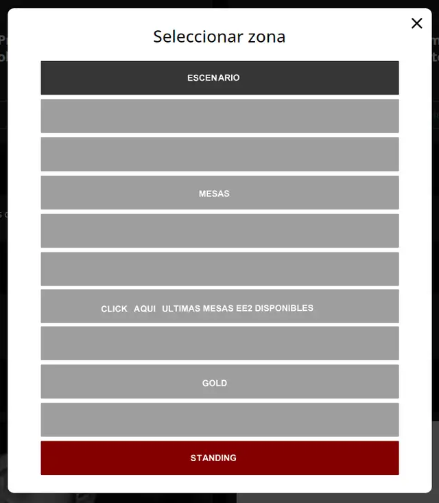Los precios de las entradas incluyen cargos adicionales por servicios. Foto: captura/Ticketmundo.
