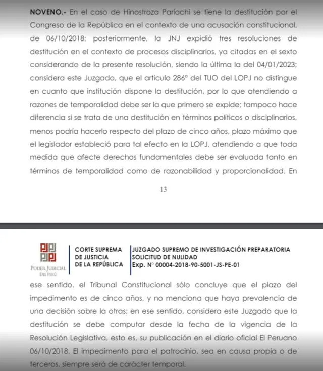Foto: resolución del exjuez supremo Juan Carlos Checkley   