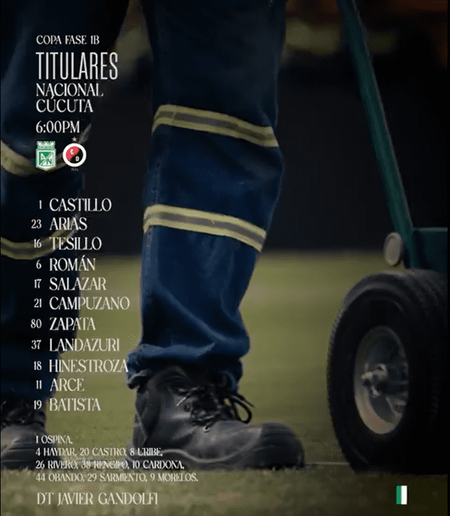 Formación del Verdolaga. Foto: Atlético Nacional   