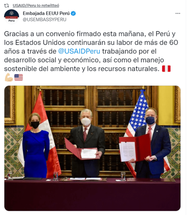 Tuit de Embaja de Estados Unidos en Perú.