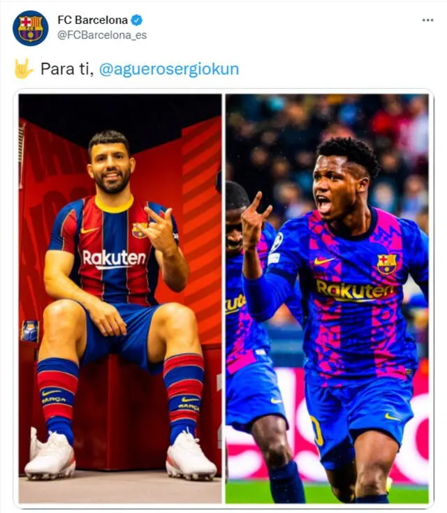 Mensaje del FC Barcelona para Agüero. Foto: captura de Twitter