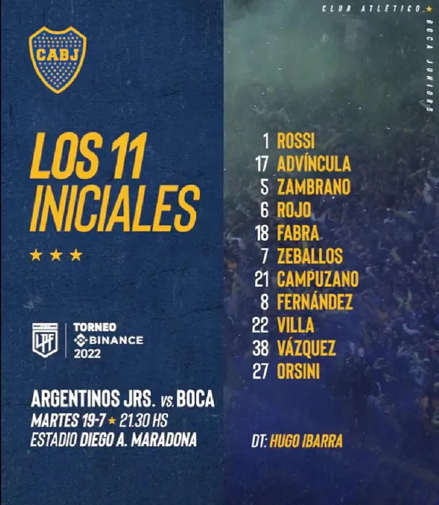 Alineación de Boca. Foto: Boca Juniors/Twitter.