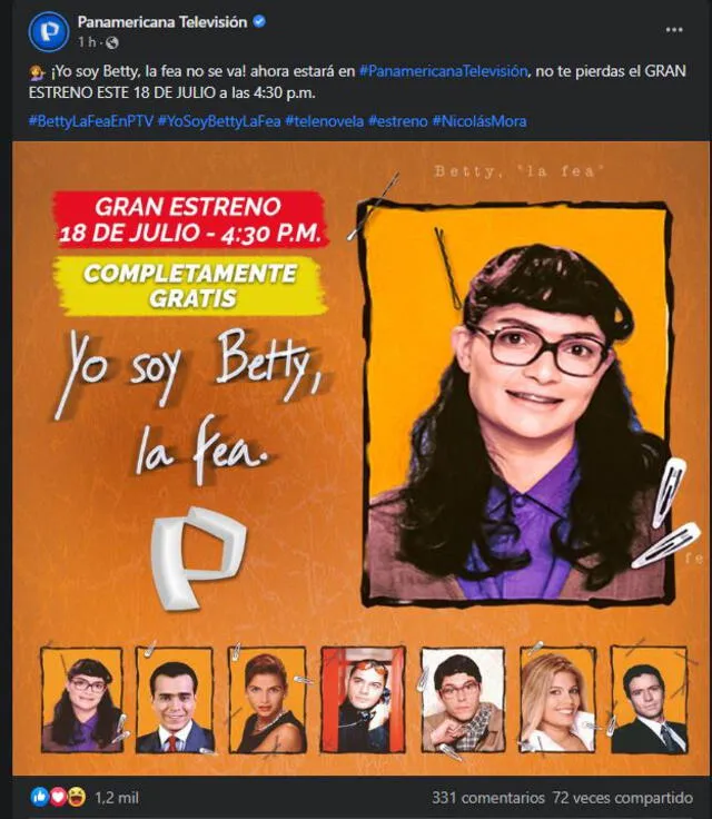 "Yo soy Betty, la fea" llega a TV peruana. Foto: Panamericana TV