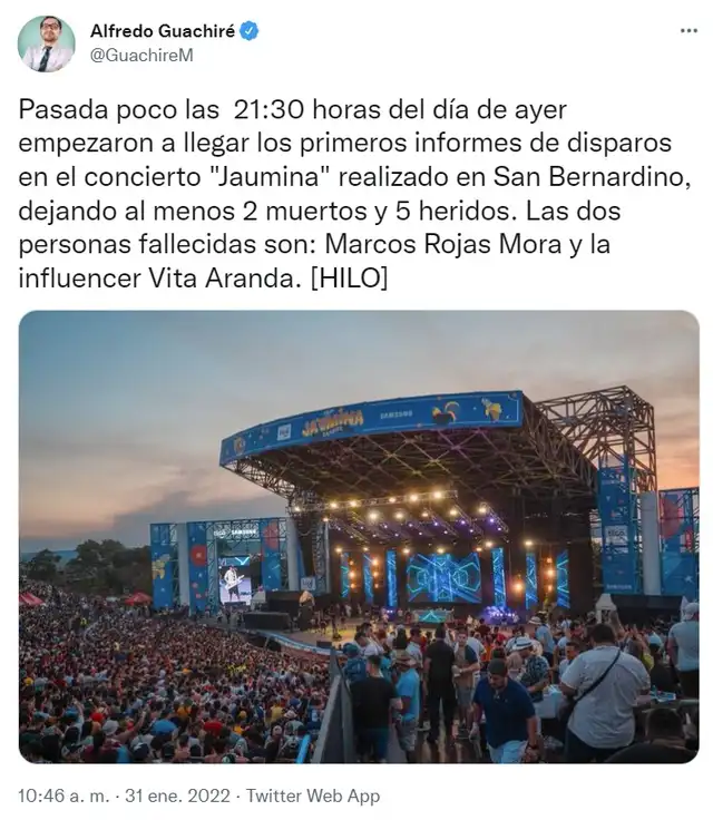 Disparos en concierto 'Jaumina'