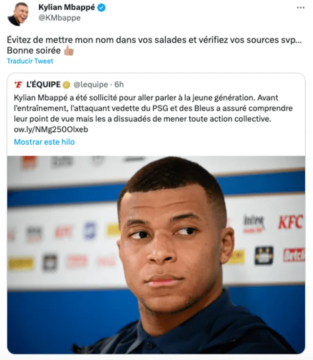 L'Équipe sobre Kylian Mbappé. Foto: captura Twitter/L'Équipe.   