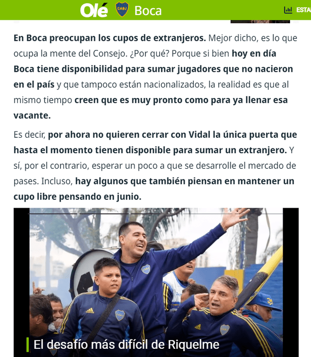  Situación entre Arturo Vidal y Boca Juniors. Foto: captura Diario Olé   