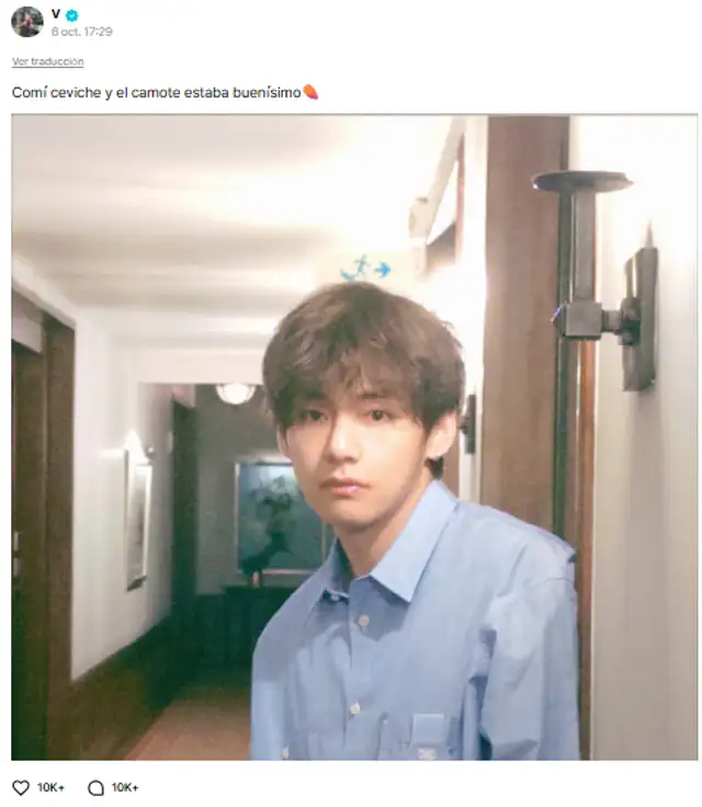 El cantante Taehyung de BTS escribió en español su comentario sobre el ceviche El cantante Taehyung de BTS escribió en español su comentario sobre el ceviche