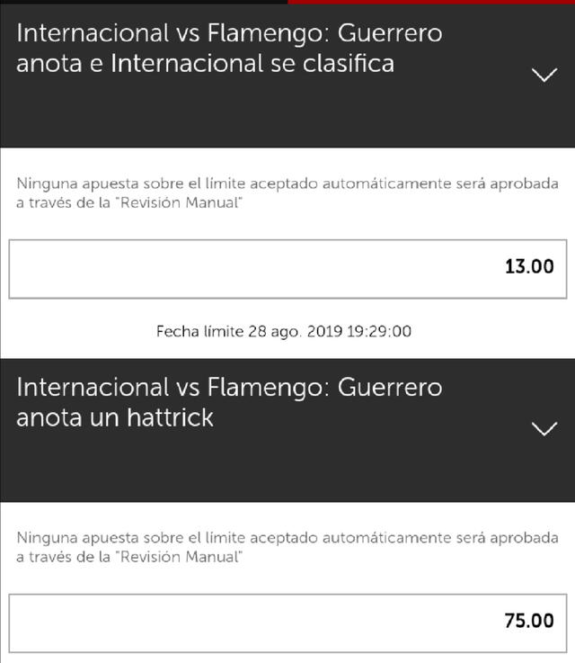Paolo Guerrero apuestas Inter vs Flamengo