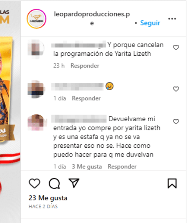  Comentarios de usuarios. Foto: captura de Instagram    