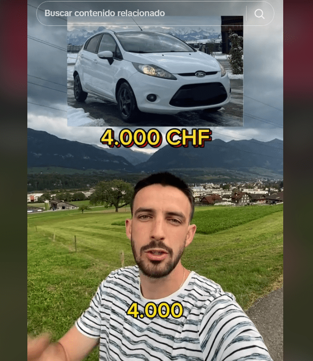 En Suiza un auto de segunda te cuesta 4.000 francos suizos, es decir, 17.000 soles. Foto: @flakete10/TikTok   