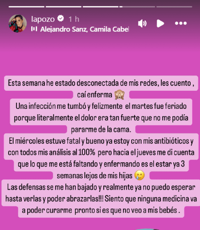 Ethel Pozo expone sus sentimientos en redes sociales. Foto: Instagram/Ethel Pozo   