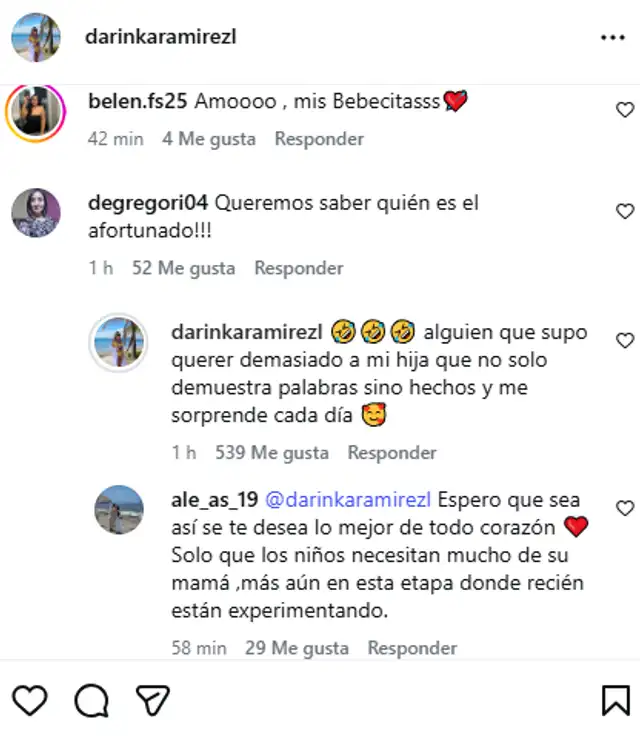 Respuesta de Darinka Ramírez. Foto: Instagram Respuesta de Darinka Ramírez. Foto: Instagram