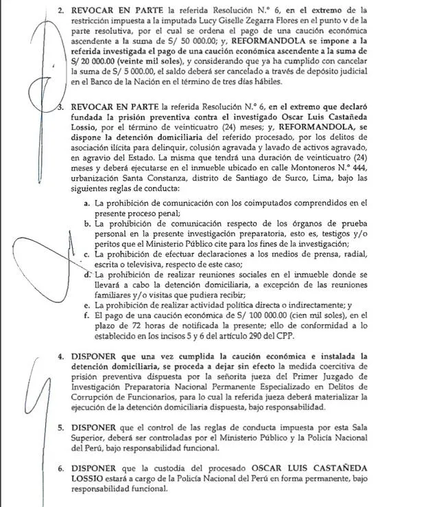 Resolución de la Sala Anticorrupción en el caso de Luis Castañeda Lossio.