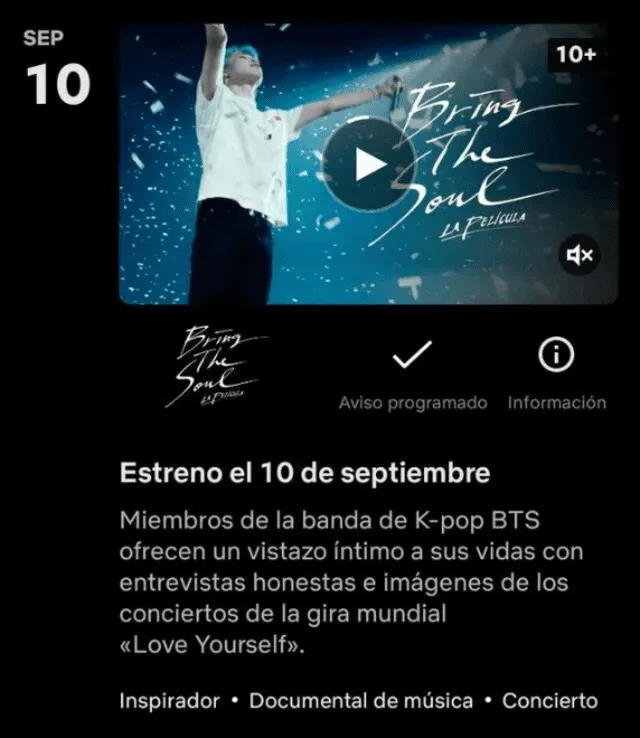 Película de BTS en Netflix. Foto: captura Netflix   