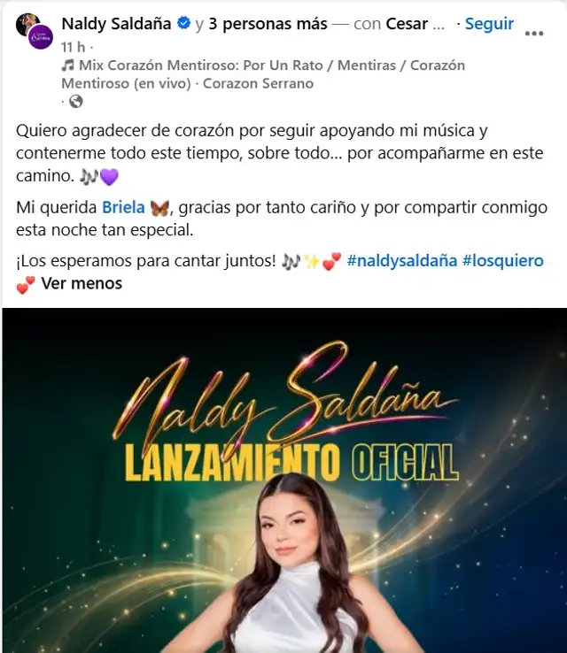 Briela Cirilo será parte del show de Naldy Saldaña en la Catedral de la Cumbia. Briela Cirilo será parte del show de Naldy Saldaña en la Catedral de la Cumbia.