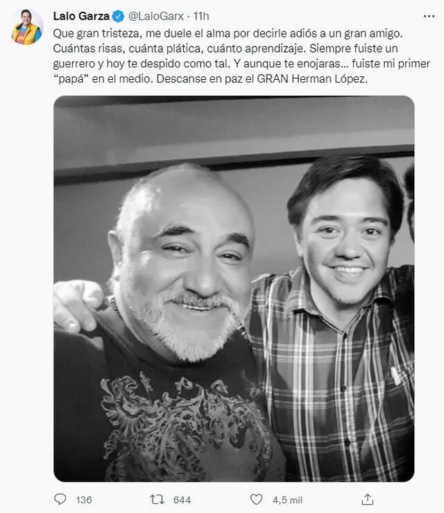 Lalo Garza envía sentido mensaje a Herman López. Foto: Twitter Lalo Garza envía sentido mensaje a Herman López. Foto: Twitter