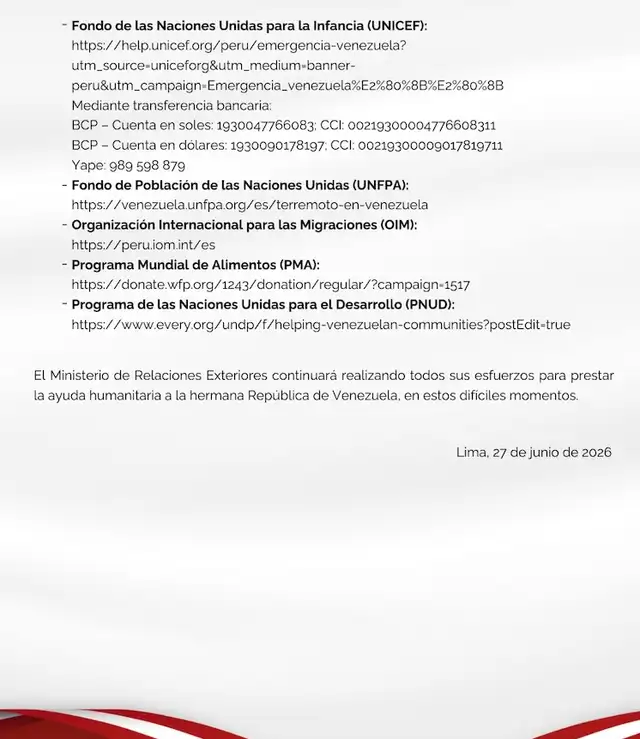 donaciones, Venezuela, terremoto