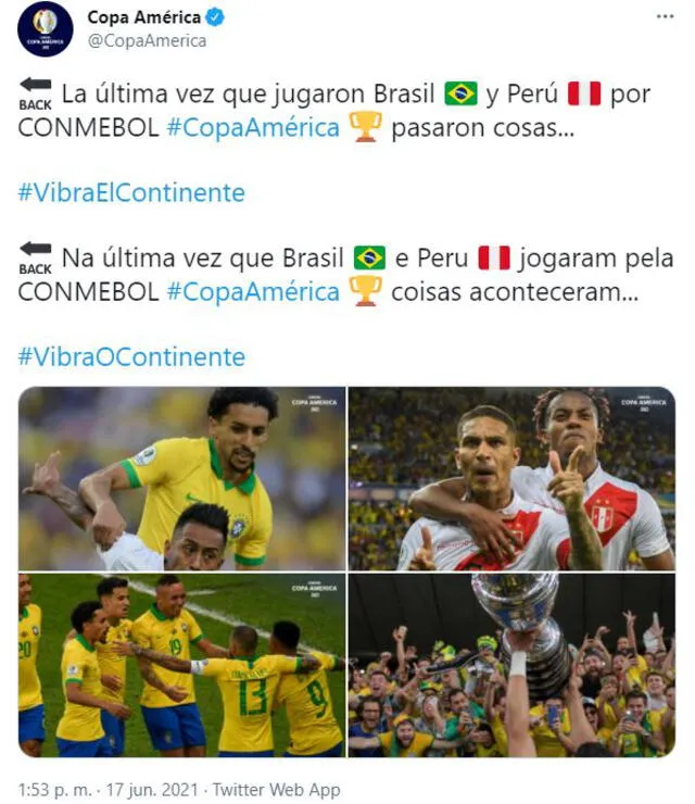 Mensaje de Conmebol. Foto: Copa América