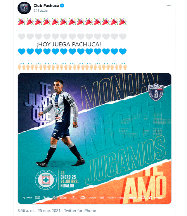 Cruz Azul vs. Pachuca EN VIVO HOY por la Liga MX. Foto: Tuzos/Twitter