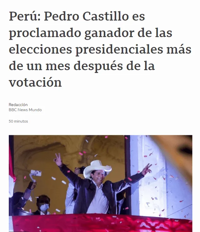 Castillo logró imponerse a Keiko Fujimori, que aspiraba por tercera vez a la presidencia del Perú. Foto: captura