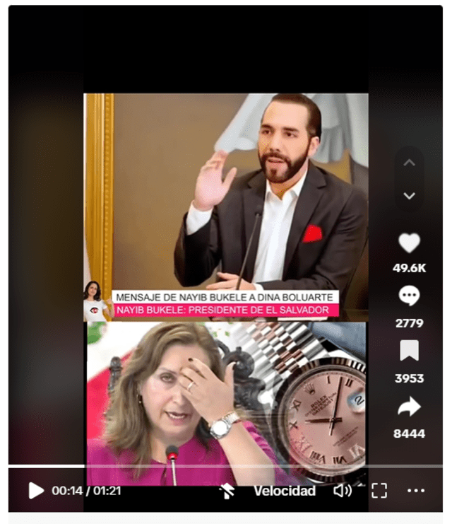  Desinformación sobre Nayib Bukele. Foto: captura en TikTok.   