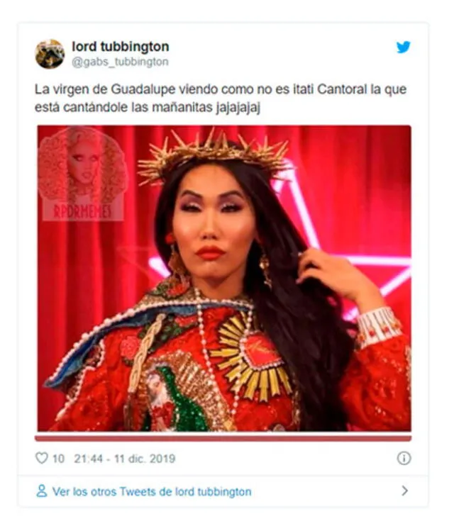 Las redes sociales comentaron la interpretación de Itati Cantoral de "La Guadalupana". Foto: Twitter