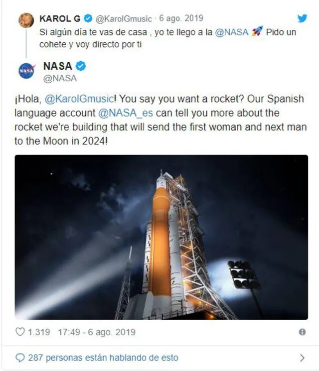 Karol G y la respuesta de la NASA