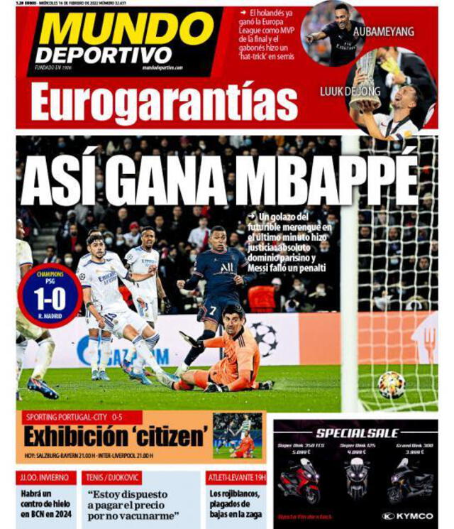 La publicación de Mundo Deportivo luego del triunfo del PSG. Foto: @futpapers