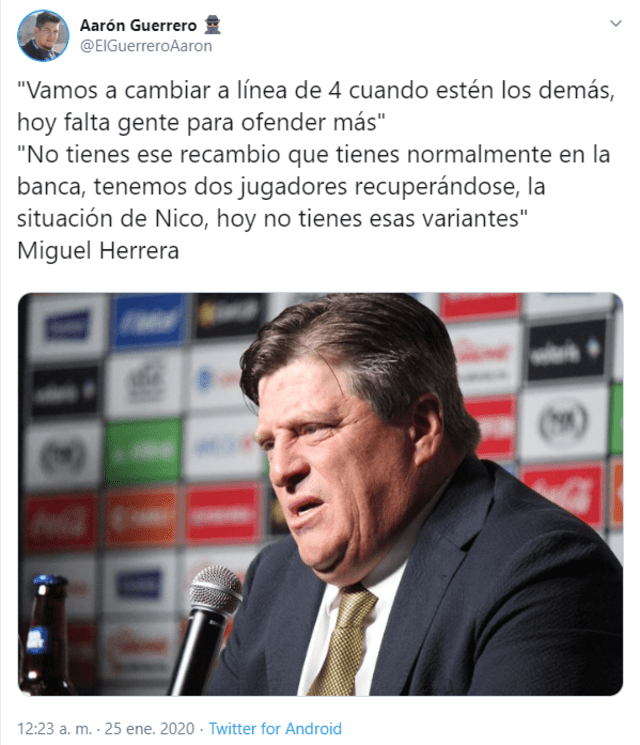Miguel Herrera espera que la próxima contratación del América llegue la semana que viene. (Foto: Twitter)