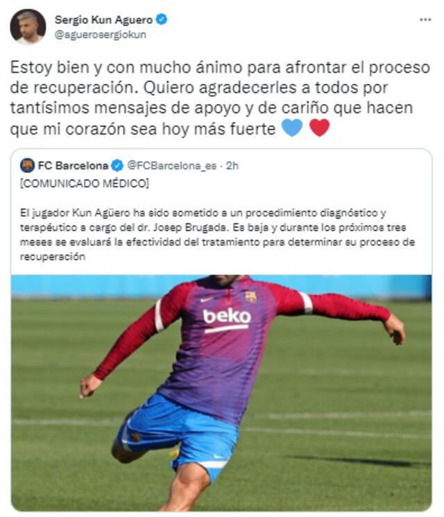 Agüero se dirigió a sus seguidores citando el anuncio de FC Barcelona.