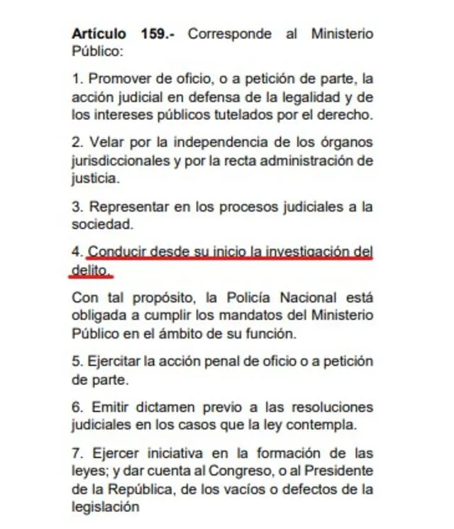  Artículo 159 de la Constitución Política del Perú. Foto: captura de documento del Congreso   