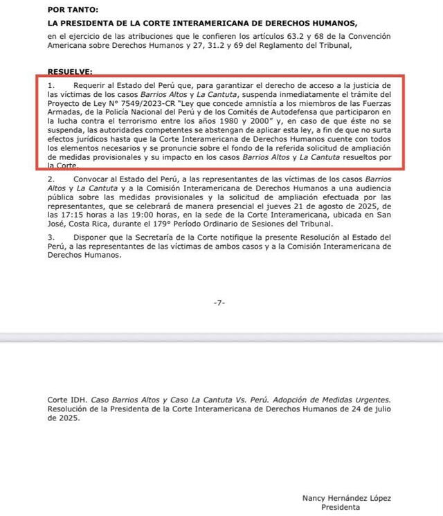  Resolución de la Corte IDH sobre los casos Barrios Altos y La Cantuta   