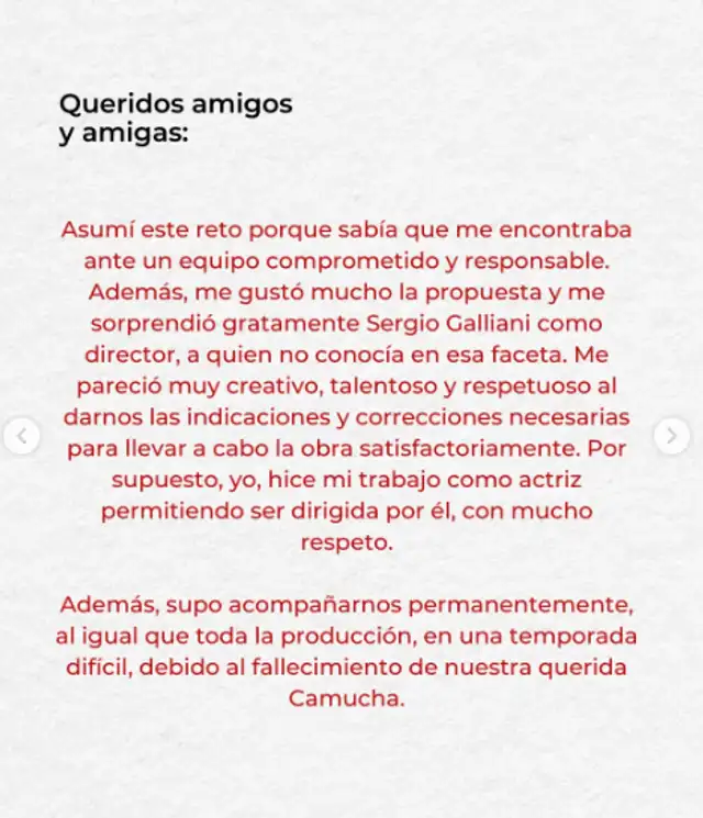 La actriz Martha Figueroa publicó en redes sociales un comunicado sobre el caso de Sergio Galliani. Foto: composición LR/Teatro Marsano/Instagram La actriz Martha Figueroa publicó en redes sociales un comunicado sobre el caso de Sergio Galliani. Foto: composición LR/Teatro Marsano/Instagram
