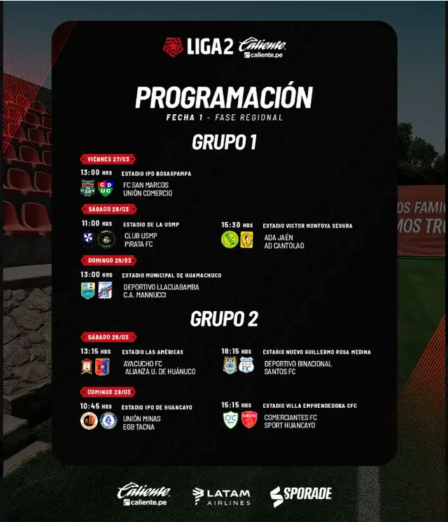 Fixture oficial de la Liga 2. Foto: Lr/Liga 2