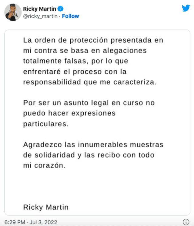 Ricky Martin y su contundente mensaje