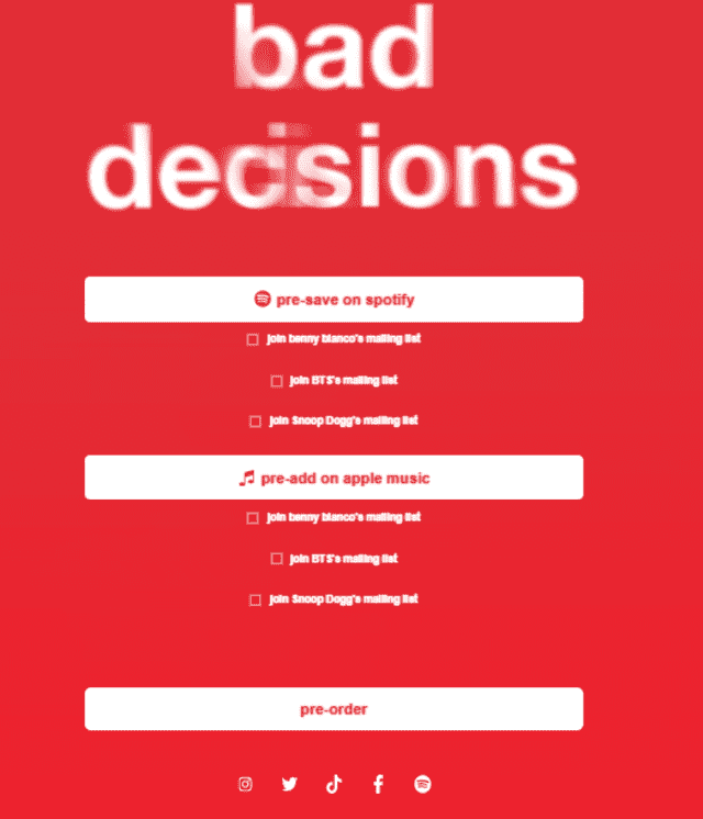 Bad decisions, BTS, Snoop Dogg, Benny Blanco