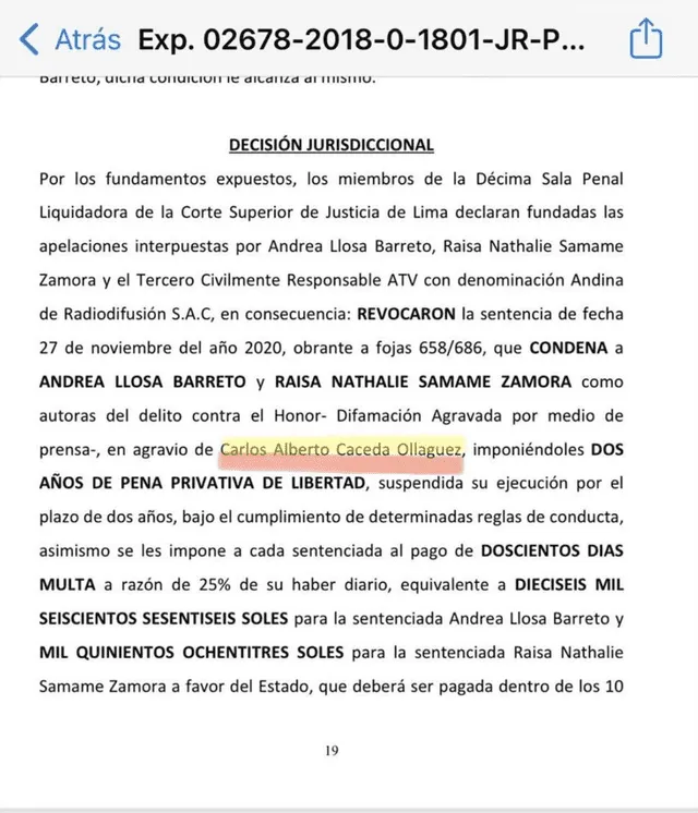 "Me pareció una cobardía es que denunciara a la madre de sus hijos por el delito de difamación y apropiación ilícita", dijo Andrea Llosa sobre Cárlos Cáceda