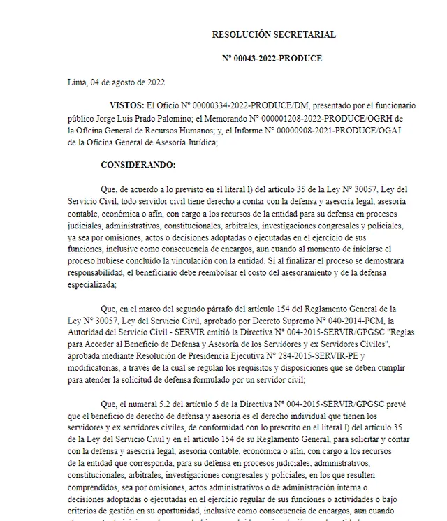 Resolución del Ministerio de Producción a favor del ministro Jorge Prado.