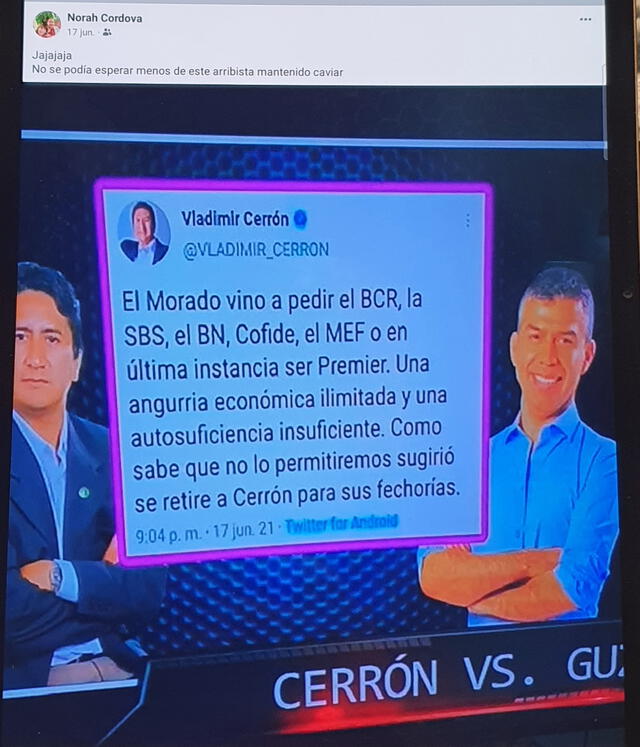 La fiscal comparte el calificativo de Vladimir Cerrón sobre Julio Guzmán