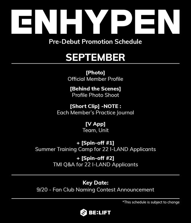 ENHYPEN: cronograma de pre-debut. Foto: BE:LIFT