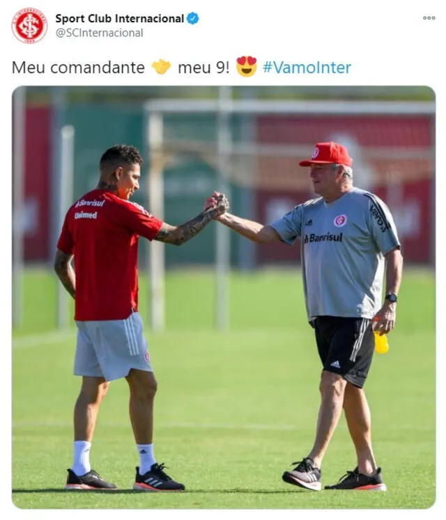 Guerrero recién podría entrenar sin restricciones desde febrero. Foto: Inter de Porto Alegre/Twitter