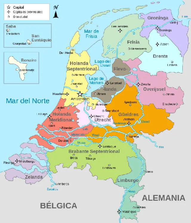 Mapa de los Países Bajos. Foto: Wikimedia