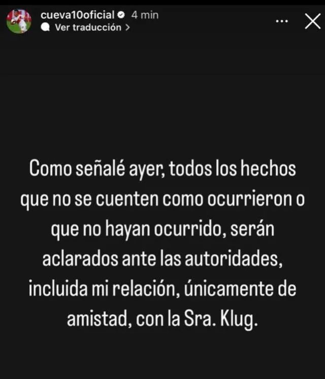 Christian Cueva se pronunció en Instagram.   