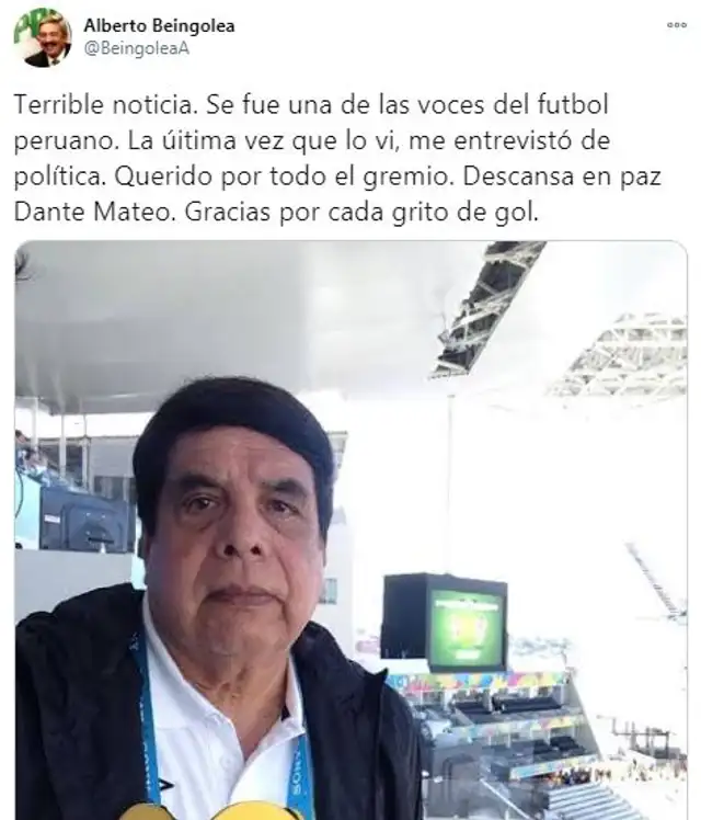 El actual candidato por el PPC también lamentó la muerte de Dante Mateo. Foto: Twitter